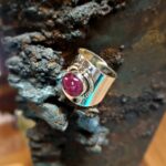 Bague rubis étoilé argent ajustable