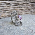 Indian silver ruby ​​ring FAN