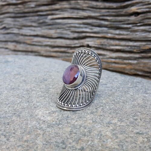 Bague rubis indien argent EVENTAIL