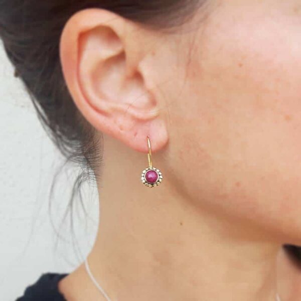 Indian ruby ​​FLOWER earrings