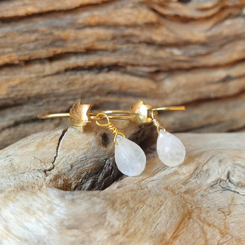 Boucles d'oreilles pierres de lune naturelles ETOILES