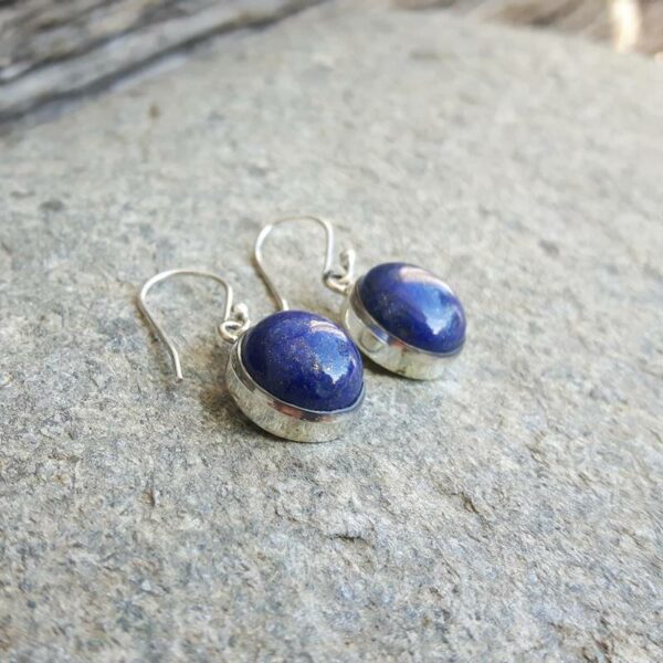 Boucles d'oreilles rondes lapis lazuli argent