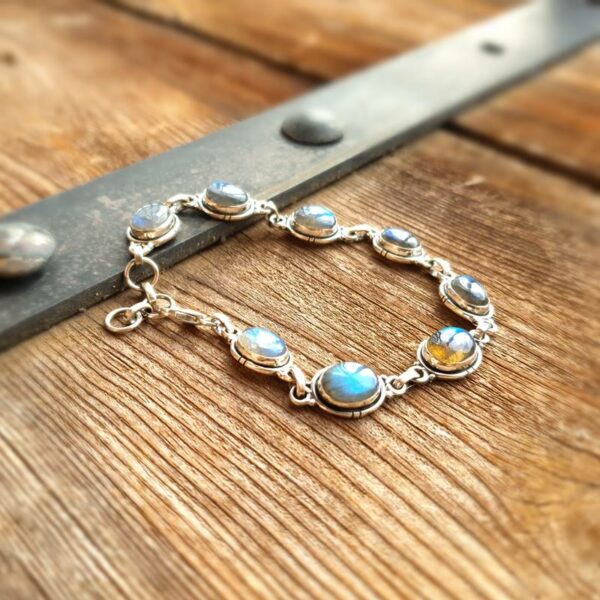 Stillanlegt silfur labradorite armband