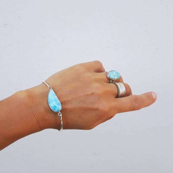 Silber Larimar Armband WAVE