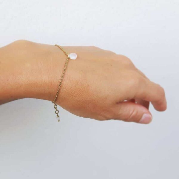 Gold bracelet moonstone drop