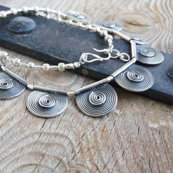 Collier ethnique en argent massif