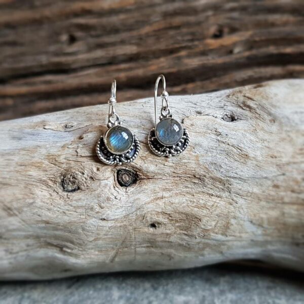 Boucles d'oreilles indiennes en labradorite