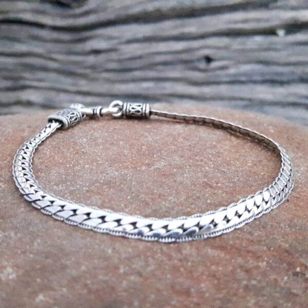 Bracelet argent maille serpent plat