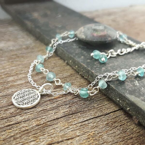 Fine blue apatite bracelet FLEUR DE VIE