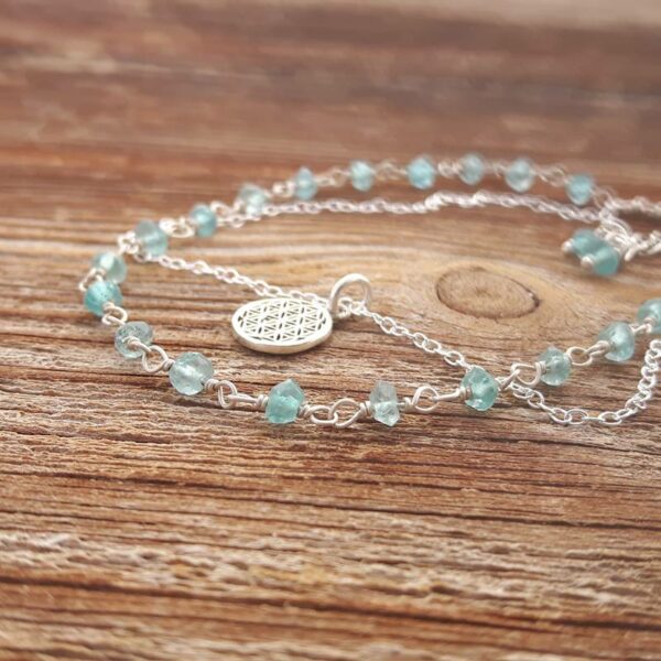 Fine blue apatite bracelet FLEUR DE VIE