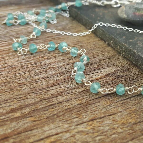 Necklace in blue apatite FLOWER OF LIFE