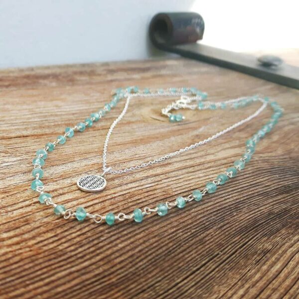 Necklace in blue apatite FLOWER OF LIFE