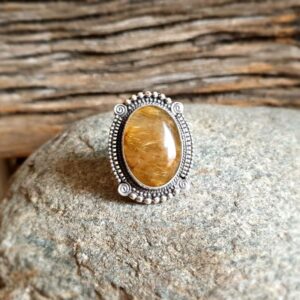 Adjustable golden rutile quartz ring