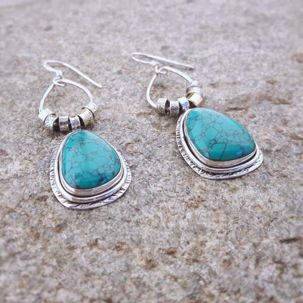 Boucles d'oreilles turquoise argent ethniques