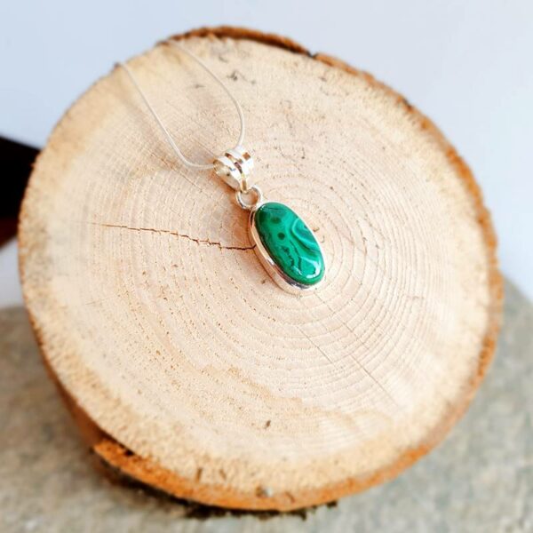 Pendentif en malachite argent NATURE