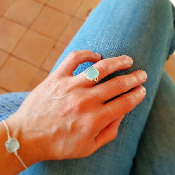 AQUA chalcedony ring