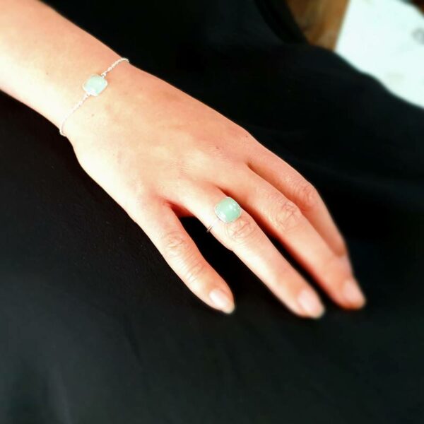 Thin MILO chalcedony ring