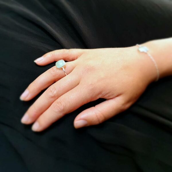 Thin MILO chalcedony ring