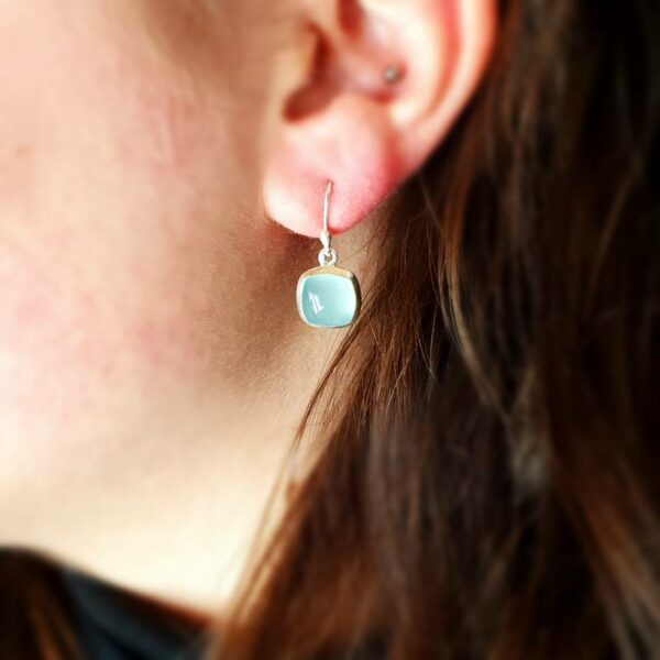 Water green chalcedony earrings