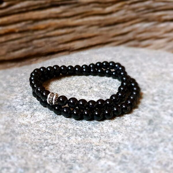 Men's double lap bracelet in onyx