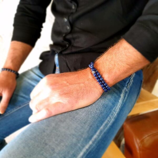 Bracelet homme wrap lapis lazuli