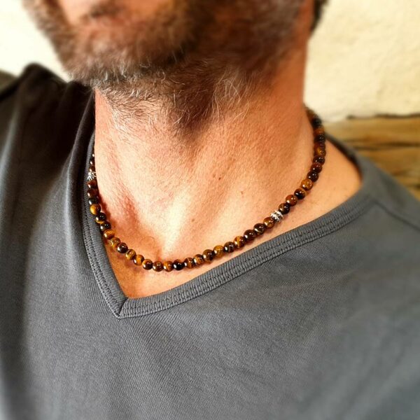 Collier homme oeil de tigre SURAKSA