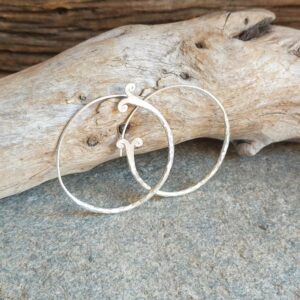 Hammered silver hoop earrings