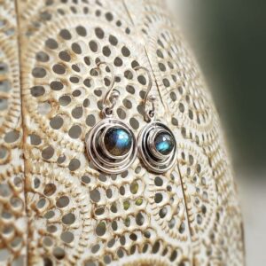 Boucles d'oreilles labradorite argent artisanales