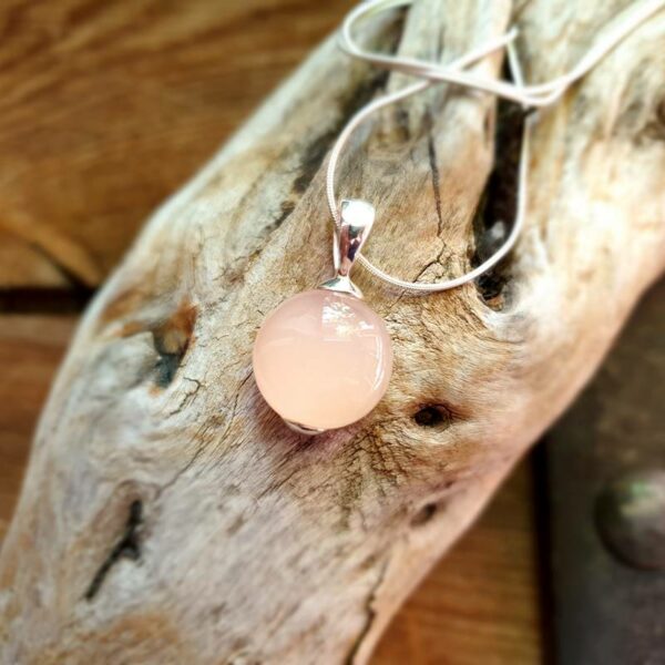 Pendentif en quartz rose argent