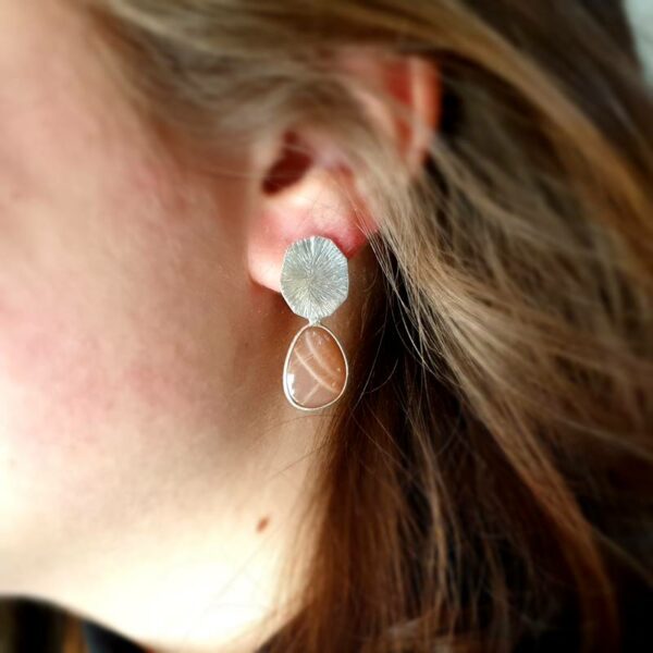 Peach moonstone earrings