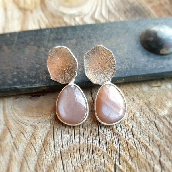 Peach moonstone earrings
