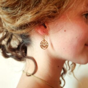 Gold lotus flower earrings