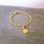 Bracelet apatite bleue fleur de vie