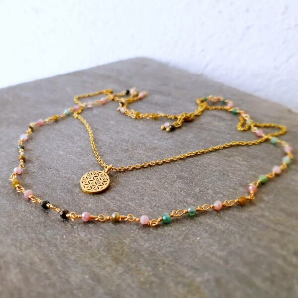 Multicolored gold tourmaline necklace