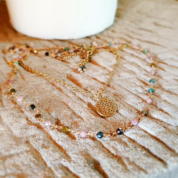 Multicolored gold tourmaline necklace