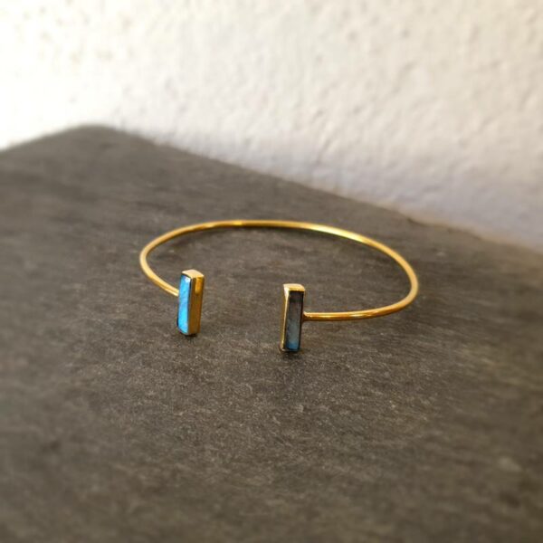 Gold labradorite open bangle