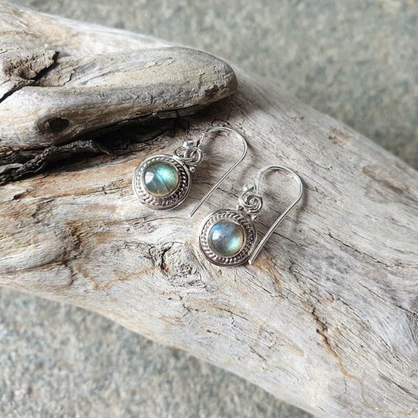 Silver labradorite earrings