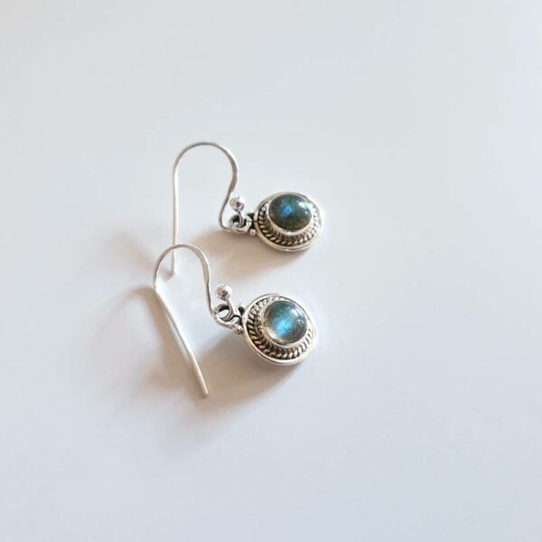 Silver labradorite earrings