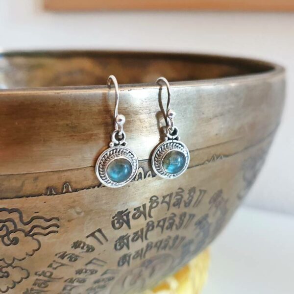 Silver labradorite earrings