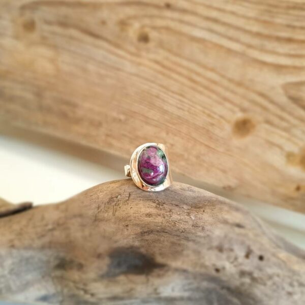 Anello regolabile in zoisite argento