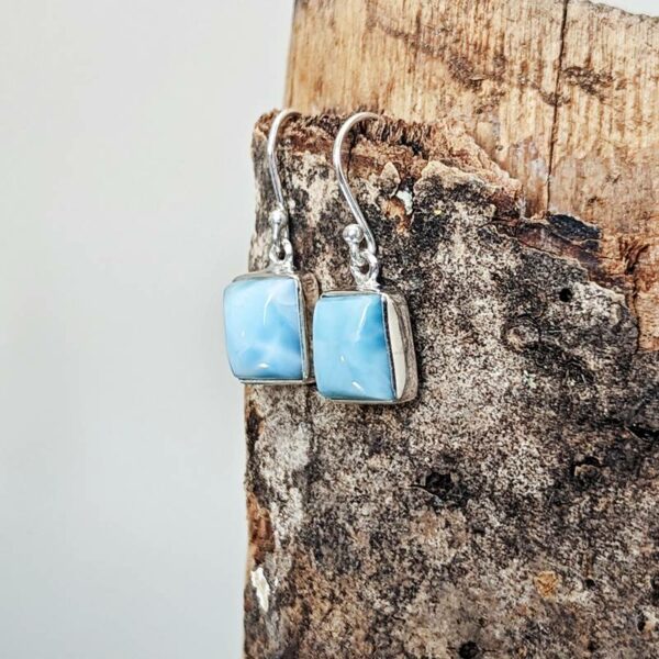 Boucles d'oreilles argent et larimar