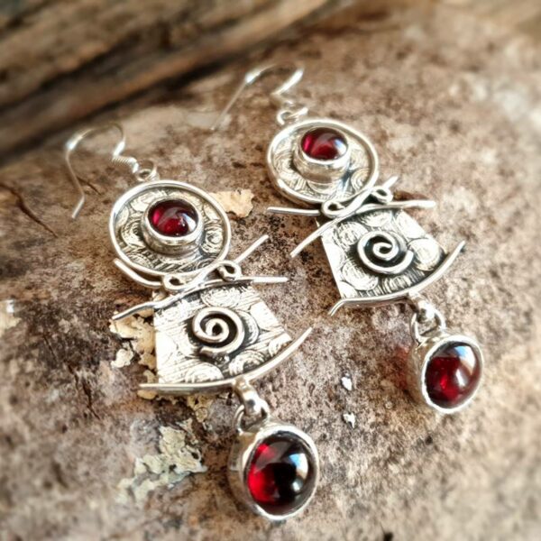 Boucles d'oreilles grenat argent POPPY