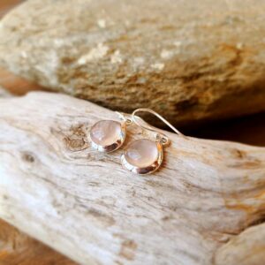 Boucles d'oreilles quartz rose argent gouttes