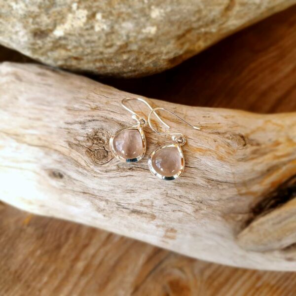 Rose quartz silver drop earrings