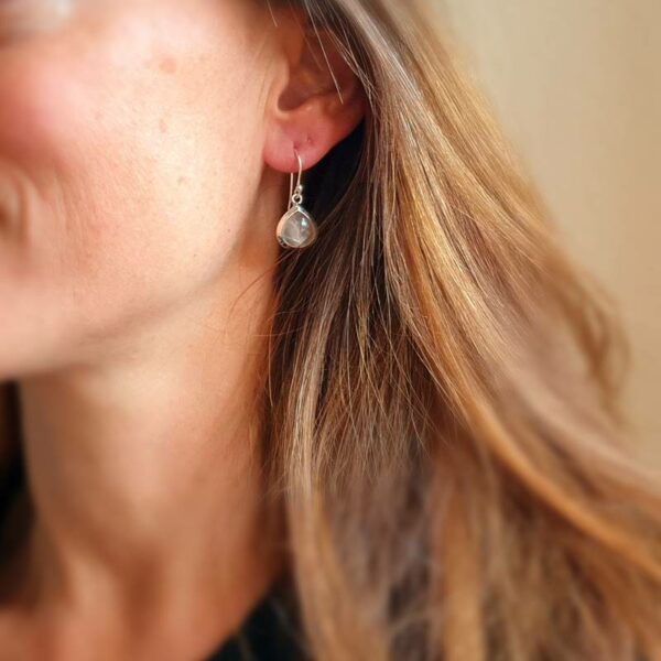 Rose quartz silver drop earrings