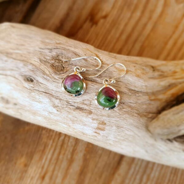 Ruby zoisite drop earrings