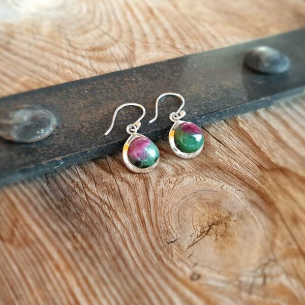 Ruby zoisite drop earrings