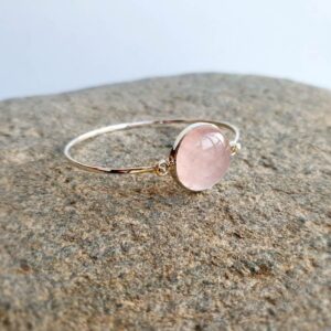 LOVE silver rose quartz bracelet