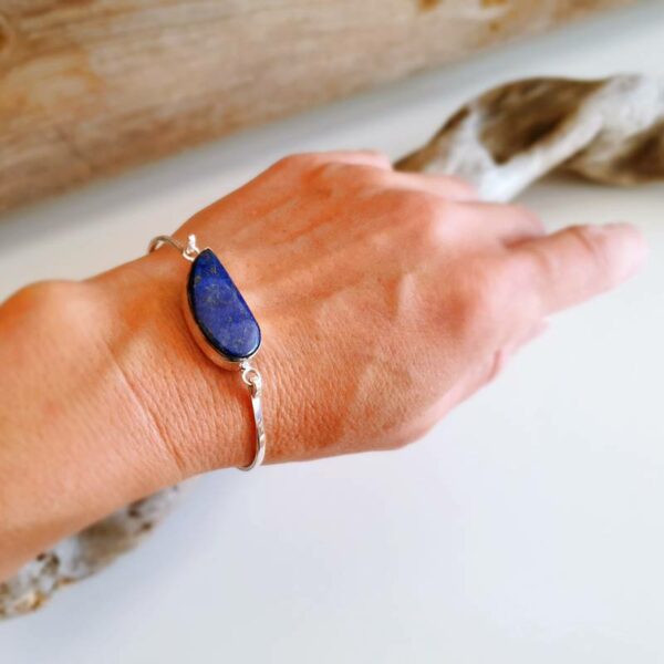 Wave lapis lazuli sølv armbånd