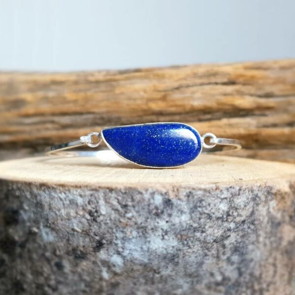 Wave lapis lazuli sølv armbånd